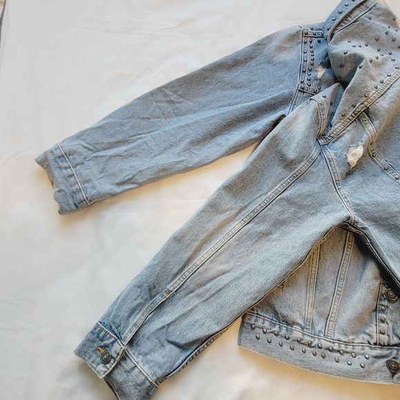 Free People Distressed Stud Denim Jacket - Picture 7 of 12
